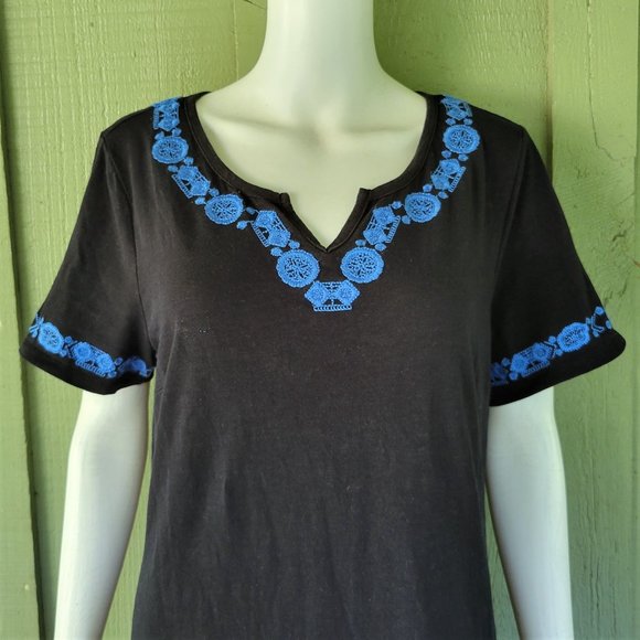 C WONDER Black Cotton Embroidered Dress Medium M - Picture 2 of 5